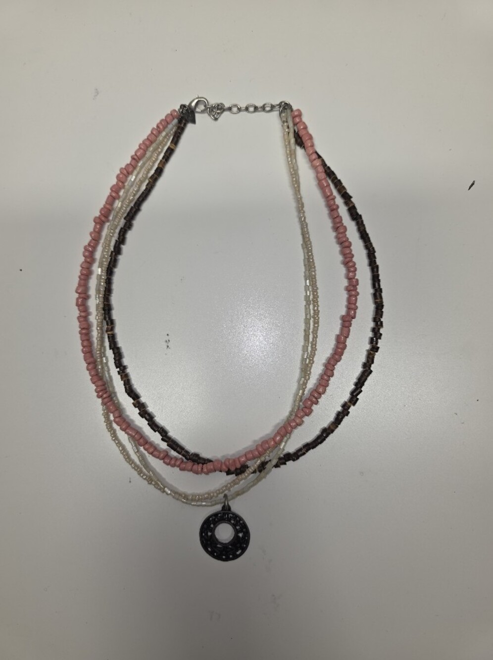 Vintage 2008 Aeropostale Beaded MultiStrand Choker Necklace 15.5" Aero Charm Y2k